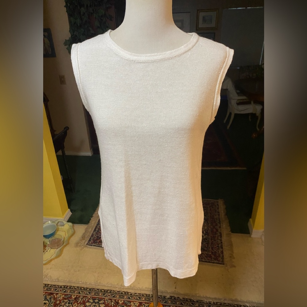 Kinross Linen Cream Knit Sleeveless Tank